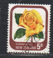 NEW ZEALAND NUOVA ZELANDA 1975 ROSES FLORA FLOWERS DIAMOND JUBILEE 5c USED USATO OBLITERE' - Oblitérés