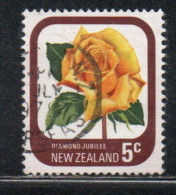 NEW ZEALAND NUOVA ZELANDA 1975 ROSES FLORA FLOWERS DIAMOND JUBILEE 5c USED USATO OBLITERE' - Oblitérés