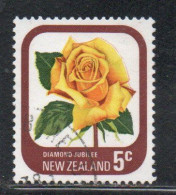 NEW ZEALAND NUOVA ZELANDA 1975 ROSES FLORA FLOWERS DIAMOND JUBILEE 5c USED USATO OBLITERE' - Oblitérés