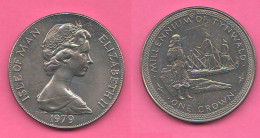 Man 1 One Crown 1979 Vikings Millenium Of Tynwald Isola Di Man Nickel Coin - Isle Of Man
