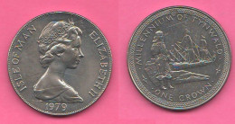 Man 1 One Crown 1979 Vikings Millenium Of Tynwald Isola Di Man Nickel Coin - Île De  Man