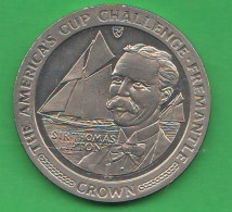 Man 1 Crown 1987 America's Cup Sir Thomas Lipton And Schip Nichel Coin Isola Di Man - Île De  Man