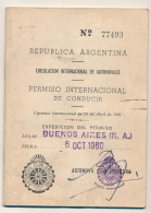 ARGENTINE - Permis De Conduire International - Buenos Aires - 6 Oct 1960 - Non Classés