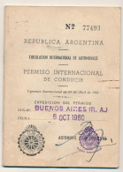 ARGENTINE - Permis De Conduire International - Buenos Aires - 6 Oct 1960 - Zonder Classificatie