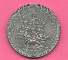 Isle Of Man 1 One Crown 1979 Millenium Of Tynwald Schip Nickel Coin Isola Di Man - Isle Of Man