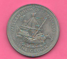 Isle Of Man 1 One Crown 1979 Millenium Of Tynwald Schip Nickel Coin Isola Di Man - Île De  Man