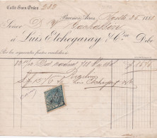 33739# ARGENTINE TIMBRE FISCAL LOSANGE ARGENTINA DOCUMENT BUENOS AIRES 1883 - Cartas & Documentos