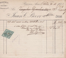 33743# ARGENTINE TIMBRE FISCAL LOSANGE ARGENTINA DOCUMENT BUENOS AIRES 1883 - Lettres & Documents