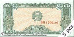 DWN - CAMBODIA P.26a - 0,2 Riel (2 Kak) 1979 UNC - Various Prefixes DEALERS LOT X 5 - Cambodge