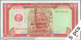 DWN - CAMBODIA P.32a - 50 Riels 1979 UNC TONED - Various Prefixes DEALERS LOT X 5 - Cambodge