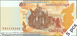 DWN - CAMBODIA P.52a - 50 Riels 2002 UNC - Various Prefixes DEALERS LOT X 5 - Cambodge