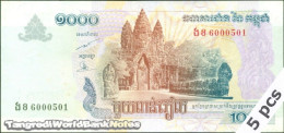 DWN - CAMBODIA P.58b - 1000 1.000 Riels 2007 UNC - Various Prefixes DEALERS LOT X 5 - Cambodge