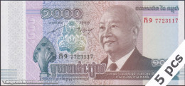 DWN - CAMBODIA P.63 - 1000 1.000 Riels 2012 UNC - Various Prefixes DEALERS LOT X 5 - Cambodge