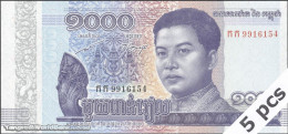 DWN - CAMBODIA P.67 - 1000 1.000 Riels 2016 UNC - Various Prefixes DEALERS LOT X 5 - Cambodge