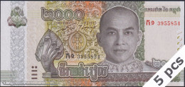 DWN - CAMBODIA P.67A - 2000 2.000 Riels 2022 UNC - Various Prefixes DEALERS LOT X 5 - Cambodge