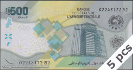 DWN - CENTRAL AFRICAN STATES P.700 - 500 Francs 2020 (2022) UNC - Various Prefixes DEALERS LOT X 5 - Stati Centrafricani