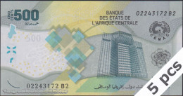 DWN - CENTRAL AFRICAN STATES P.700 - 500 Francs 2020 (2022) UNC - Various Prefixes DEALERS LOT X 5 - Zentralafrikanische Staaten