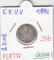 CR1550 MONEDA EEUU 1 DIME 1891 PLATA BC - Altri & Non Classificati