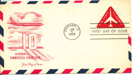 USA FDC Chicago 8-1-1968 10c. Airmail Embossed Envelope Artmaster Cachet - 1961-1970