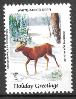 1982 WHITE-TAILED DEER CANADIAN WILDLIFE FEDERATION   VIGNETTE Reklamemarke Erinnophilie  - Erinnofilia