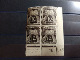 ANDORRE : Bloc De 4 Du Taxe N° 21 Coin Date 10-1-45 Neuf* - Unused Stamps