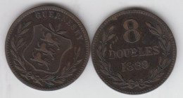 Guernsey Coin 8 Doubles 1889 Condition Fine - Guernesey