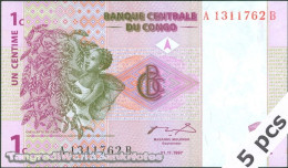 DWN - CONGO DEMOCRATIC REPUBLIC P.80a - 1 Centime 1997 UNC - Various Prefixes DEALERS LOT X 5 - République Démocratique Du Congo & Zaïre