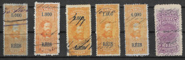 5  X BRAZIL BRASIL 1890 IMPERIO  TESOURO NACIONAL  TAX REVENUE FISCAL 1000, 2000, 4000, 5000, 20.000 REIS - Dienstzegels