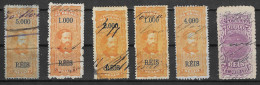 5  X BRAZIL BRASIL 1890 IMPERIO  TESOURO NACIONAL  TAX REVENUE FISCAL 1000, 2000, 4000, 5000, 20.000 REIS - Servizio