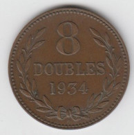 Guernsey Coin 8 Double 1934  Condition Very Fine - Guernesey