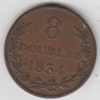 Guernsey Coin 8 Double 1834 Condition Fine - Guernesey