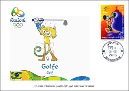 ALGERIE ALGERIA 2016 - FDC Olympic Games Rio 2016 Golf Olympische Spiele Olímpicos Olympics - Golf
