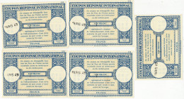 Lot 5 Coupons Réponse 0,70 Franc Avec Correction 0,80 Au Stylo - Délivrés à Paris 49 - Etat TTB - Coupons-réponse