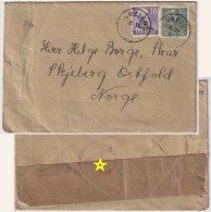 SWEDEN To NORWAY - 1940 - German Censor Tape On Cover From Vreten To Skjeberg - Franked Facit 273C (type II) &324A - Briefe U. Dokumente