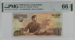 Korea P41a 1992 10won  UNC With Watermark PMG 66 - Corée Du Nord