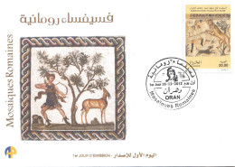 Algérie 1642/3 FDC Mosaiques Romaines Art Mosaïques Des Muses & Scène De Chasse Archéologie Musées Civilisation Rome - Museums