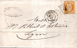 FRANCE / LETTRE DE AUBENAS à LYON DE 1873 - 1849-1876: Période Classique