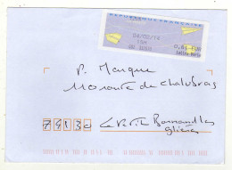 Enveloppe FRANCE Avec Vignette Affranchissement Lettre Verte IZON 04/02/2014 - 2000 Type « Avions En Papier »