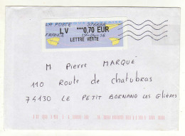 Enveloppe FRANCE Avec Vignette Affranchissement Lettre Verte Oblitération LA POSTE 37668A 19/04/2016 - 2000 Type « Avions En Papier »