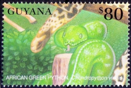 African Green Python, Reptiles, Snakes, Guyana 2001 MNH - Serpents