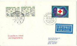 Iceland Cover With RED Cross Stamp Sent To Faroe Islands 26-3-1976 Uprated And Sent To Holte Denmark 1-4-1976 - Covers & Documents