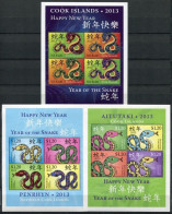 Aitutaki, Cook Islands, Penrhyn 2013 MNH SS, Year Of Snake, Reptiles - Serpents