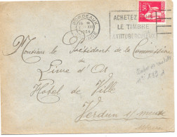 Variété Sur Lettre N° Yvert 283d Roulette Type IIB Oblitération Flier Bordeaux I.XII I934 - Covers & Documents