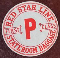 First Class P Stateroom Baggage, Large Round Trunk Label, Red Star Line - Wereld
