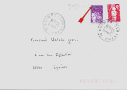 Variété Sur Lettre N° Yvert 3088  50c Luquet En Complement Avec Petite Griffe Oblit. Manuelle 16-Guimps 8-12 2000 - Storia Postale