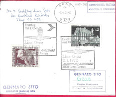 AUSTRIA - ERSTFLUG AUA MIT DC-9 - FROM LINZ TO GRAZ *2.1.1972* ON LARGE COVER - First Flight Covers