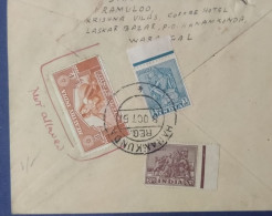 India 1951 2a Stationery "Postage Due"Registered Cover Franked With 1a + 6p + 4a Healthy India Label As Postage Refused - Storia Postale