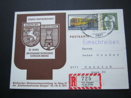 1971 , 25 Pfg. Heinemann Privatganzsache Als Einschreiben Aus Giengen - Private Postcards - Used