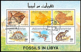 LIBYA 1996 Fossils Dinosaurs (minisheet PMK) - Fossielen