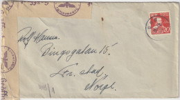 SWEDEN To NORWAY - 1941 - German Censor Tape (Oslo Censor) On Cover From Bro - Franked Facit 354A - Lettres & Documents